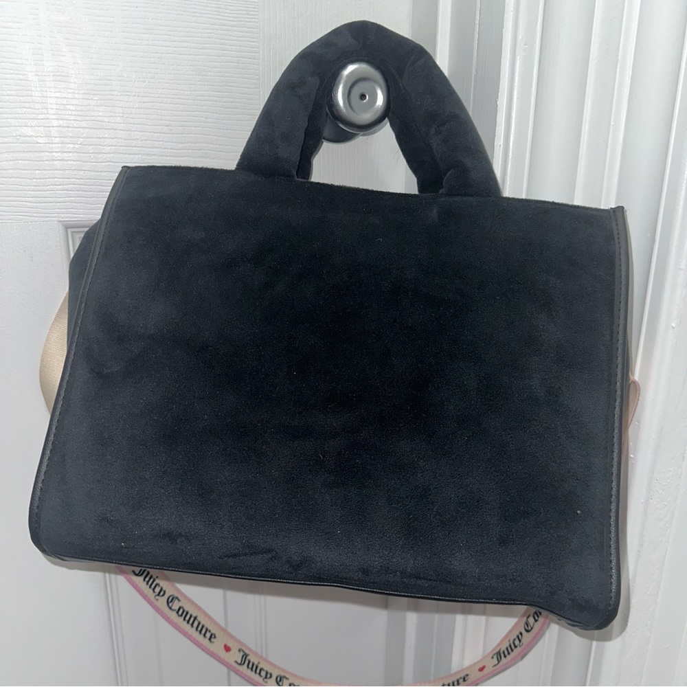 NWT Juicy Couture Black Velour Liquorice Extra Spender Tote Crossbody - Picture 5 of 10
